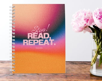 Reading Journal with Multicoloured Gradient, Personalised A5 Spiral Book Journal, Book Review And Daily Reading Tracker, Gift For Book Lover