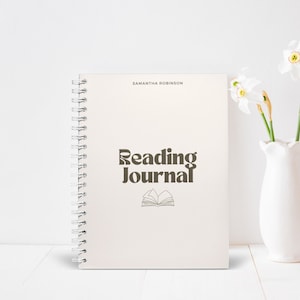 Brown & Beige Reading Journal, Personalized A5 Spiral Book Journal, Book Review And Daily Reading Tracker, Gift For Book Lover,
