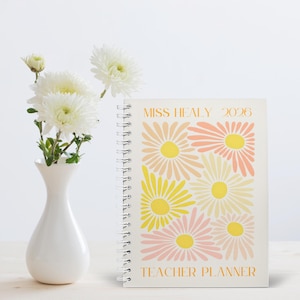 Personalized 2025/2026 Teacher Planner, Pastel Floral Diary, Matisse Print A5 Spiral Notebook Dated Weekly & Daily Organizer, Teacher Gift