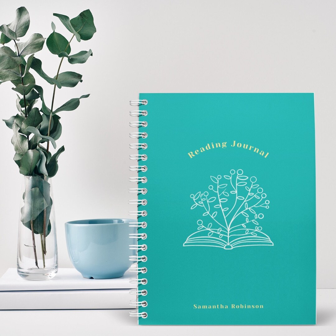 Mint Blue Reading Journal, Personalised A5 Spiral Book Journal, Book ...
