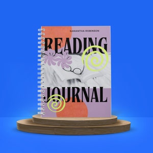 Reading Journal with Multicoloured Design, Personalised A5 Spiral Book Journal, Book Review And Daily Reading Tracker, Gift For Book Lover