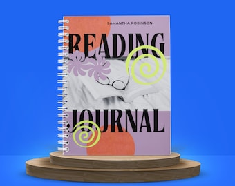 Reading Journal with Multicoloured Design, Personalised A5 Spiral Book Journal, Book Review And Daily Reading Tracker, Gift For Book Lover