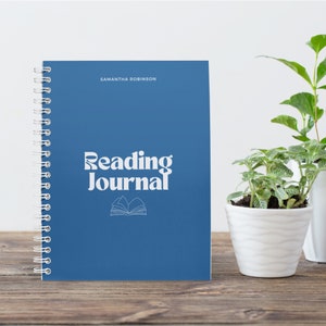 Blue Reading Journal, Personalized A5 Spiral Book Journal, Book Review And Daily Reading Tracker, Gift For Book Lover, Anniversary Gift
