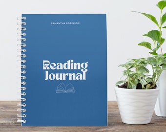 Diario de lectura azul, diario personalizado de libros en espiral A5, reseña de libros y seguimiento de lectura diaria, regalo para amantes de los libros, regalo de aniversario
