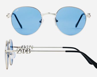Zeta Phi Beta - ΖΦΒ Logo Sunglasses (Silver Retro Oval Frame)