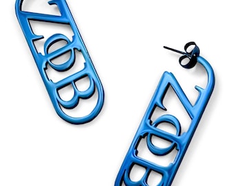 Zeta Phi Beta - Blue Vertical Earrings