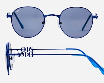 Zeta Phi Beta - ΖΦΒ Logo Sunglasses (Blue Retro Oval Frame)