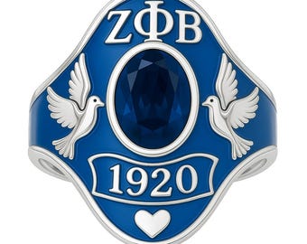 Zeta Phi Beta - ΖΦΒ/1920 Blue Enamel Dove Ring