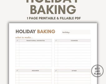 Holiday Baking Planner Printable, Christmas Baking Checklist, Cookie Planner, Baking Schedule, Holiday Treat & Recipe Organizer PDF