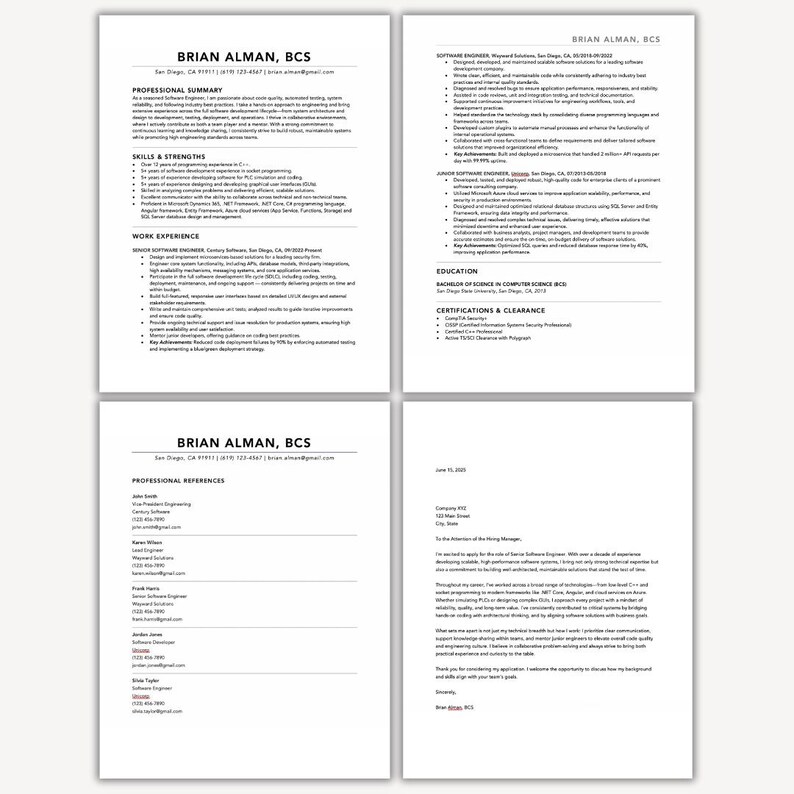 Lebenslaufvorlage Software-Ingenieur-Entwickler mit Anschreiben und Beispiel / Muster-Lebenslauf in ATS-freundlichen Formaten Bearbeitbare Word-Dateien Bild 2