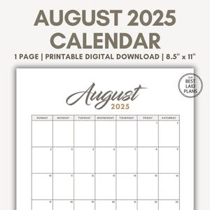 August 2025 Calendar Printable PDF August 2025 Calendar Page August 2025 Pink Boho August Calendar 2025 Cute Calendar Aug Cal Digital