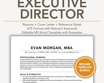 Modelo de currículo para Diretor Executivo com carta de apresentação e exemplo de currículo, modelo de currículo em formato compatível com ATS, arquivo Word editável