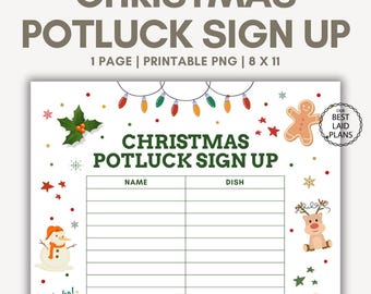Christmas Potluck Sign Up Sheet Printable, Christmas Potluck Sign Up Sheet PDF, Christmas Potluck Sign Up Sheet Template, Christmas Potluck