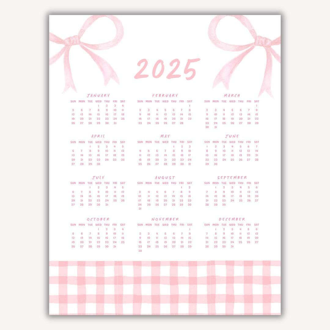 Cute Coquette Calendar 2025 Coquette Bow Pink Calendar at a Glance One ...