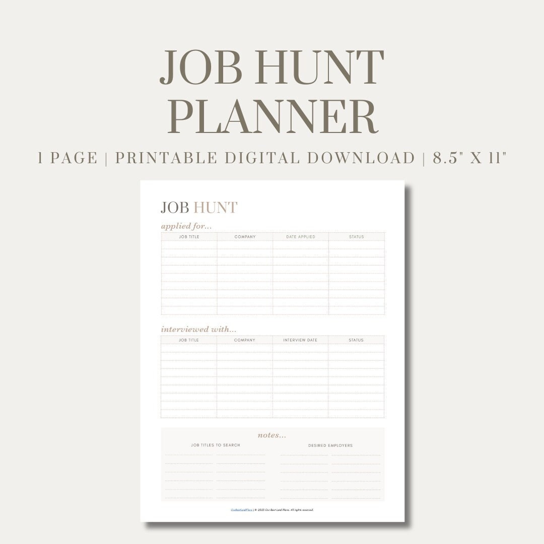 Job Search Tracker Planner Printable PDF Job Application - Etsy