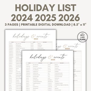 Holiday List Printable 2025 2026 Holiday Calendar 2025 2026 Public Holidays and World Events In Order