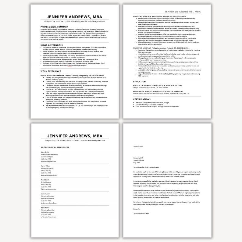 Resume Template Marketing Manager With Cover Letter + Example Resume ...