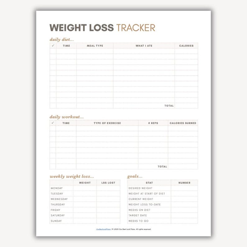 Weight Loss Tracker Printable, Weight Loss Tracker Google Sheets ...