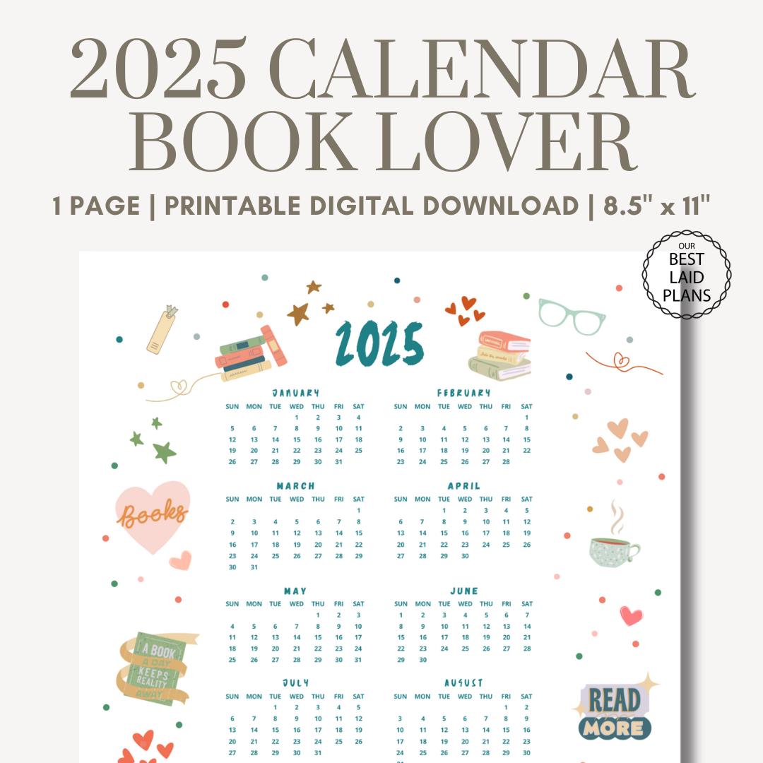 Book Lovers Wall Calendar 2025 