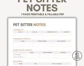 Pet Sitter Notes Printable PDF Pet Sitting Planner Printable Dog Sitter Notes Dog Sitting Task List Printable Rover Checklist Printable