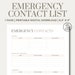 Emergency Phone List Printable