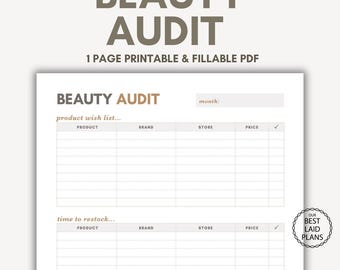 Beauty Products Tracker Makeup Organizer Cosmetics Organizer Makeup Inventory Tracker Beauty Audit Planner Beauty Checklist Beauty Planner