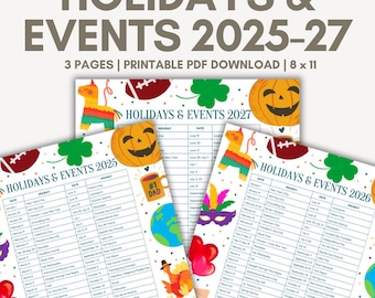 Liste der Feiertage 2025 Druckbare PDF 2025 Ereignisse und Feiertage Liste in der Reihenfolge US World 2025 Kalender druckbar Auf Einen Blick Feiertagsliste 2026