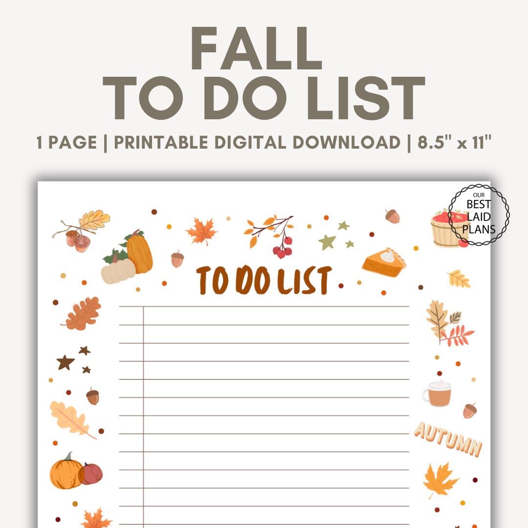 Fall Printables Notes Page Notepad PDF Cute Fall to Do List Printable ...