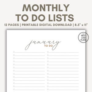 To Do List Checklist Form Template Printable To Do List Printable Monthly Checklist Task List Monthly Master Task Planner Minimalist Must Do