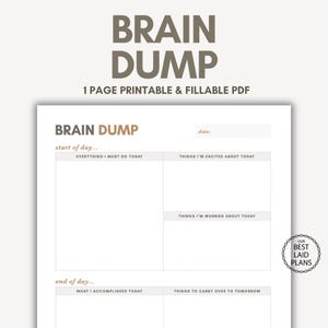 Brain Dump Printable PDF, Mind Dump Digital Download, Braindumping Worksheet, Braindump Template Printable, Brain Dump Planner Page To Do