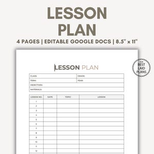 Lesson Plan Template Google Docs Lesson Planner Template Lesson Plans for Teacher Lesson Plan Format Editable Teaching Plan Digital