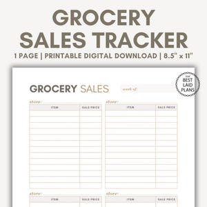 Grocery Tracker Grocery List Sales Tracker Printable PDF Grocery Price Comparison Planner Grocery Shopping Planner Food Price Comparison