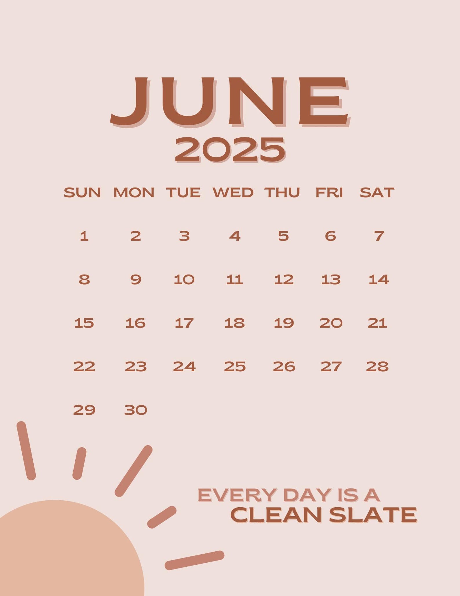 June 2025 Calendar Printable PDF June 2025 Calendar Page June 2025 Calendar Pink Boho June 2025