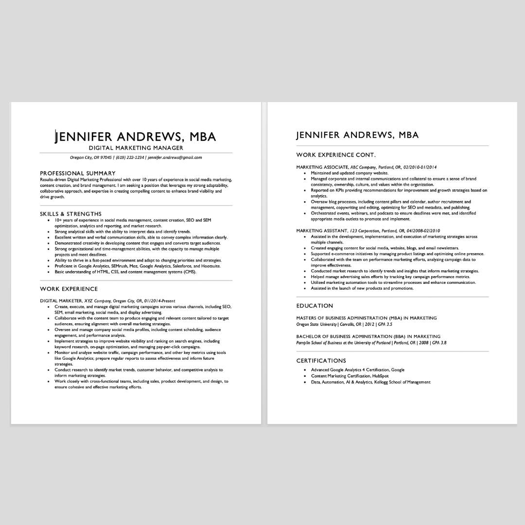 ATS Resume Template Word ATS Friendly Resume Template Microsoft Word Cv