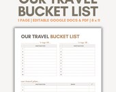 Couples Travel Bucket List Planner Fillable Printable PDF + Editable Google Docs Template, Couple Bucket List for Travel, Couple Travel