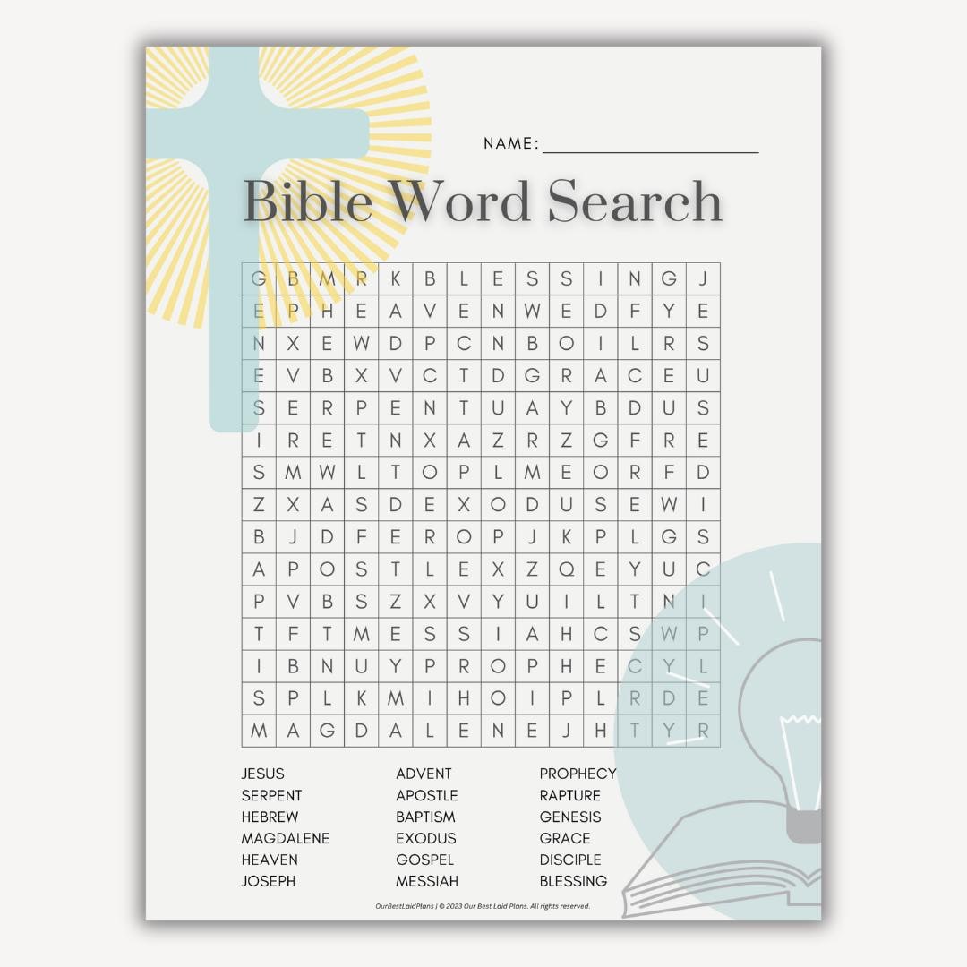 Bible Word Search Puzzle, Bible Word Finder, Biblical Word Search, Bible Word Find Puzzle, Biblical Word Search Puzzle, Christian Word Find