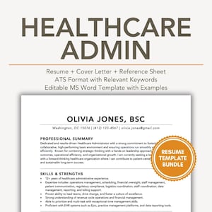 Modello di curriculum per amministratore sanitario con lettera di presentazione ed esempio/CV campione in formato ATS compatibile con file Word modificabile