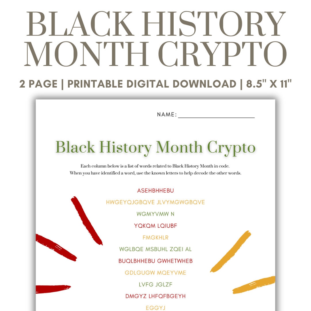 Black History Month Cryptogram Puzzle, BHM Classroom Printable, Black  History Month Digital Download, BHM Educational Printable Class PDF - Etsy