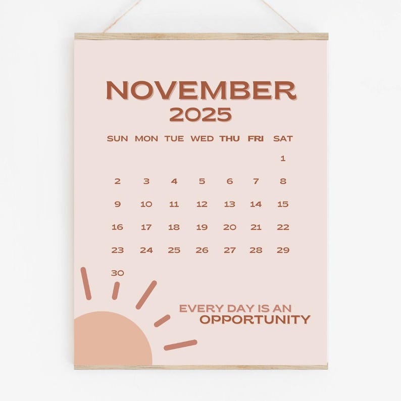 November 2025 Calendar Printable PDF November 2025 Page November 2025 Boho November Calendar