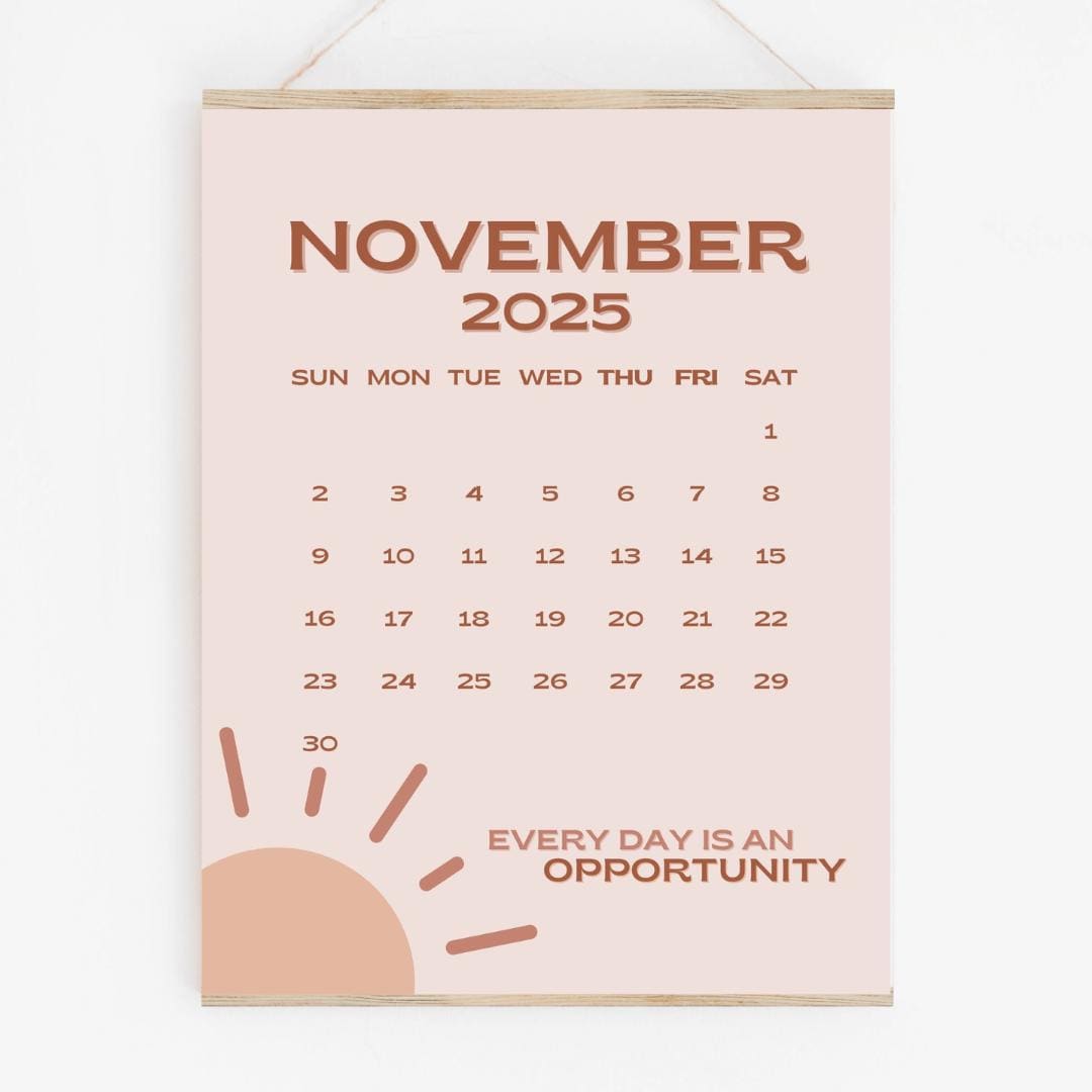November 2025 Calendar Printable PDF November 2025 Page November 2025 Boho November Calendar