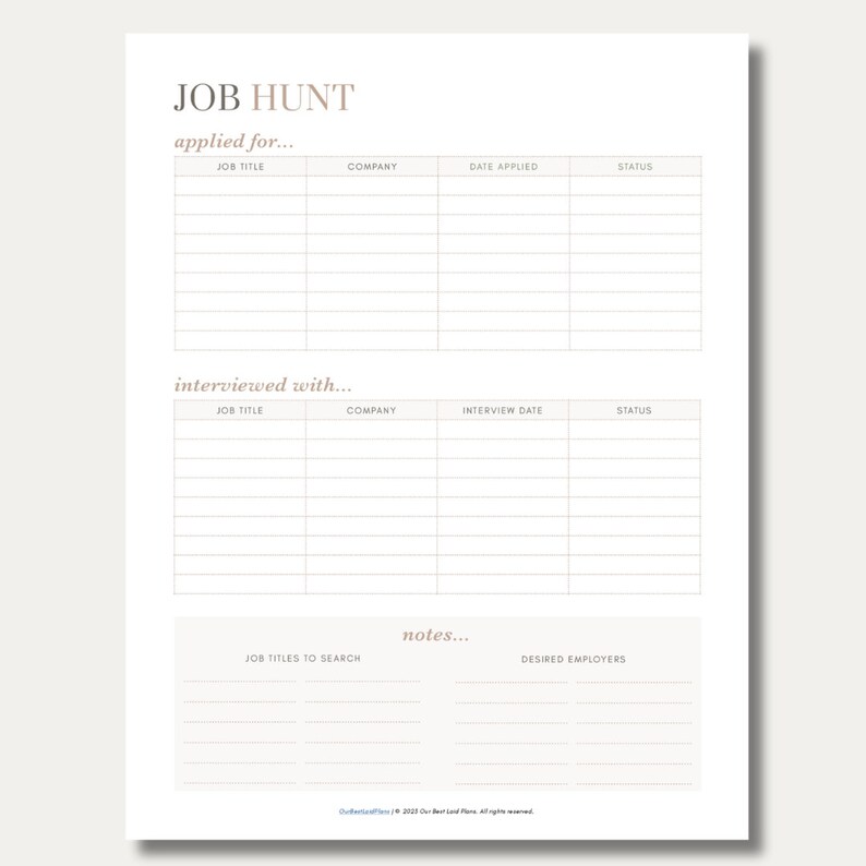 Job Search Tracker Planner Printable PDF, Job Application Tracker ...