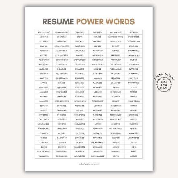 Good Action Words For Cv
