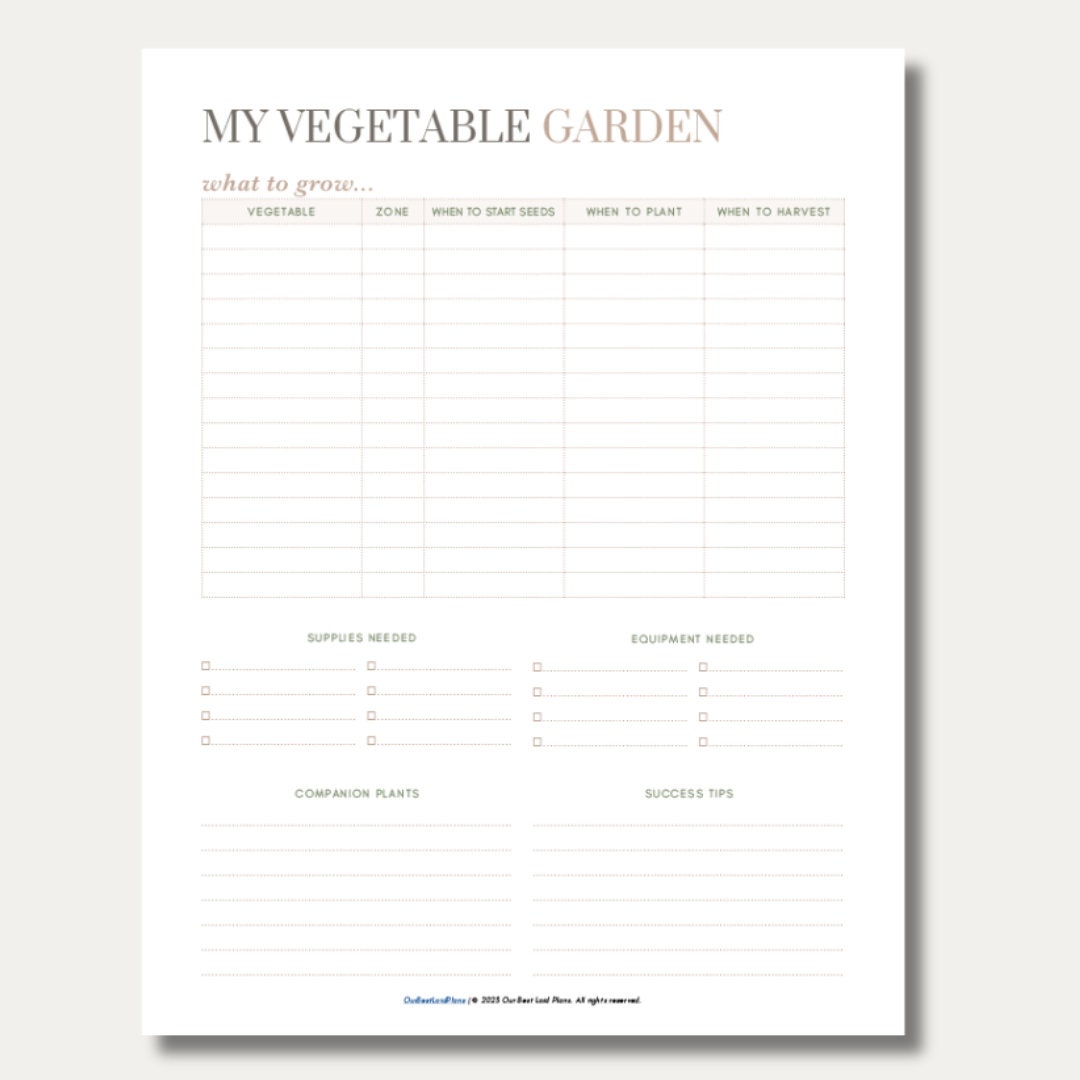 Vegetable Garden Plan Printable PDF, Vegetable Garden Planner Digital ...