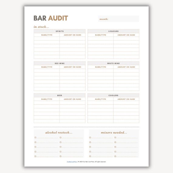 Bar Essentials List