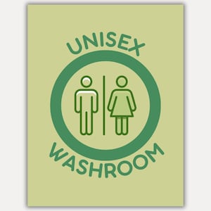 Unisex Washroom Sign Printable, Unisex Bathroom Sign Printable, Unisex Restroom Sign Printable, Washroom Sign Printable Gender Neutral