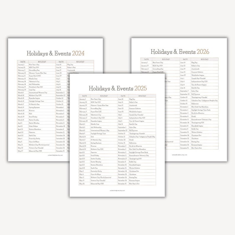 List of Holidays 2024 2025 2026 Holiday List Printable PDF in Order