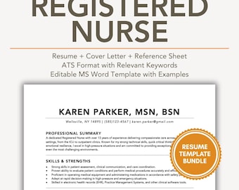 Lebenslaufvorlage Krankenschwester mit Anschreiben & Beispiel-Lebenslauf, Registered Nursing RN Professionelles Lebenslauflayout, ATS-freundlich, Microsoft Word-Format