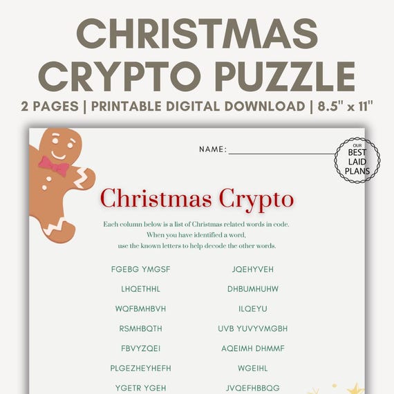 Christmas Puzzle Printable PDF, Christmas Cryptograms, Christmas ... Christmas puzzle printable pdf, christmas cryptograms, christmas ...