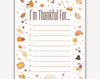 I Am Thankful For List, I Am Thankful For Printable, I'm Thankful For Ideas, I'm Thankful For Worksheet, I'm Thankful For List Thanksgiving
