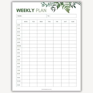 Weekly Planner 2026, Weekly Schedule Planner, Weekly Calendar Planner, Weekly Scheduler Printable PDF, Weekly Hourly Planner Blank